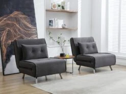 Fauteuil Convertible En Tissu Anthracite URIBIA