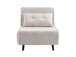 Fauteuil Convertible En Tissu Bouclette Ivoire URIBIA -Fauteuil Boutique fauteuil 15920479