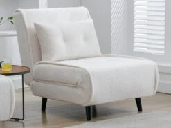 Fauteuil Convertible En Tissu Bouclette Ivoire URIBIA -Fauteuil Boutique fauteuil 15920483