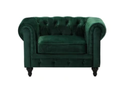 Fauteuil En Velours Vert CHESTERFIELD -Fauteuil Boutique fauteuil 16215587