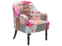 Fauteuil Patchwork Fauteuil En Tissu Multicolore MANDAL