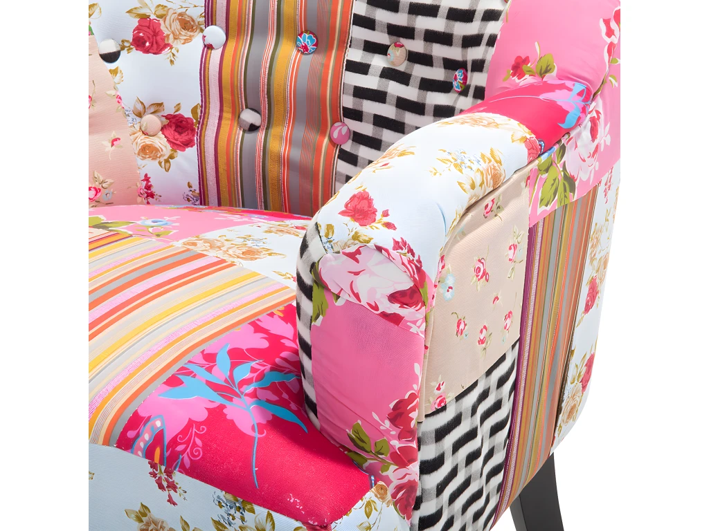 Fauteuil Patchwork Fauteuil En Tissu Multicolore MANDAL 6 Fauteuil Patchwork Fauteuil En Tissu Multicolore MANDAL – Image 6