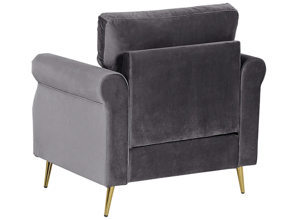 Fauteuil En Velours Gris VIETAS 5 Fauteuil En Velours Gris VIETAS – Image 5