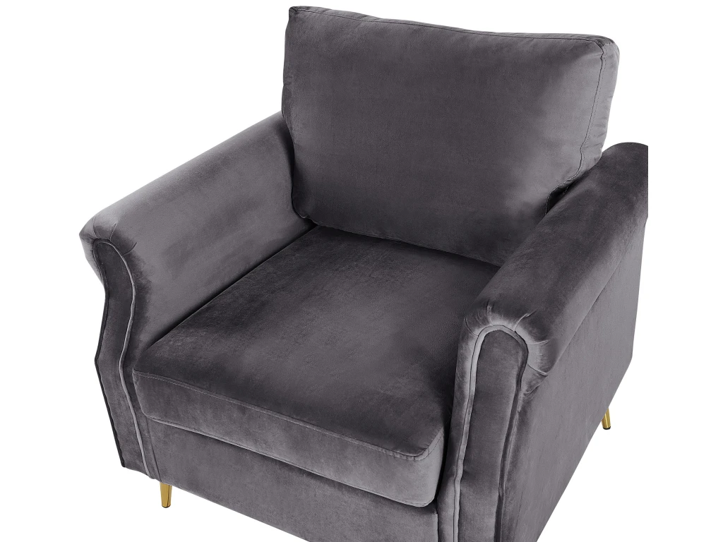 Fauteuil En Velours Gris VIETAS 6 Fauteuil En Velours Gris VIETAS – Image 6