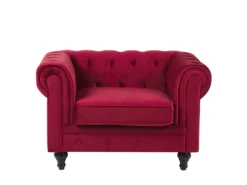 Fauteuil En Velours Rouge Foncé CHESTERFIELD -Fauteuil Boutique fauteuil 16216079