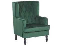 Fauteuil Bergère En Velours Vert Avec Repose-pieds Assorti SANDSET -Fauteuil Boutique fauteuil 16216337