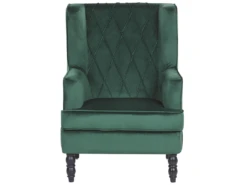 Fauteuil Bergère En Velours Vert Avec Repose-pieds Assorti SANDSET -Fauteuil Boutique fauteuil 16216339