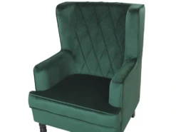 Fauteuil Bergère En Velours Vert Avec Repose-pieds Assorti SANDSET -Fauteuil Boutique fauteuil 16216343