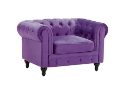 Fauteuil En Velours Violet CHESTERFIELD