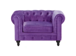 Fauteuil En Velours Violet CHESTERFIELD -Fauteuil Boutique fauteuil 16683335