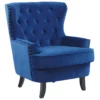 Fauteuil Style Chesterfield En Tissu Bleu Marine VIBORG II