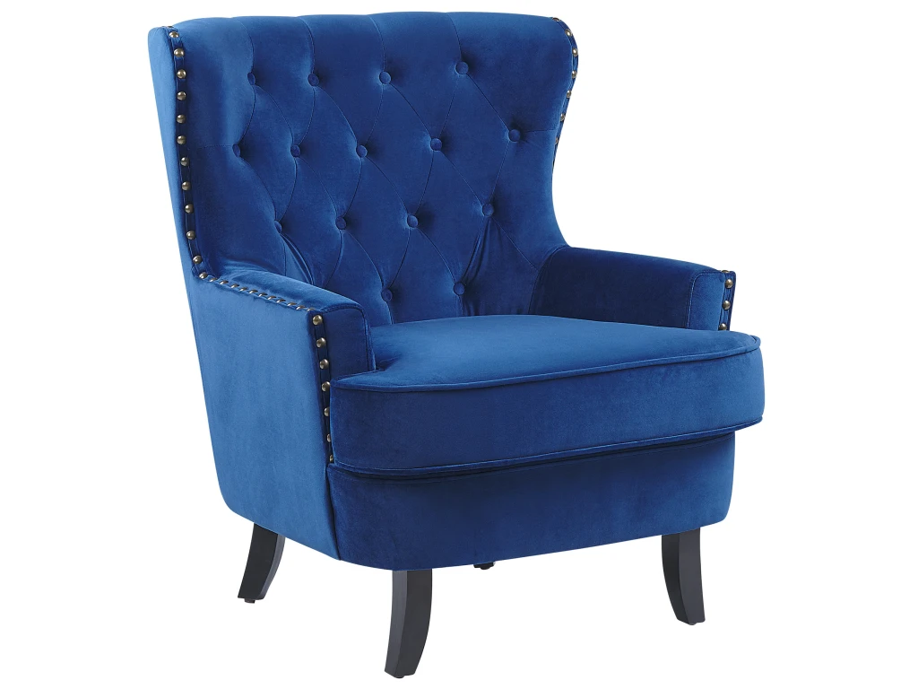 Fauteuil Style Chesterfield En Tissu Bleu Marine VIBORG II 1 Fauteuil Style Chesterfield En Tissu Bleu Marine VIBORG II