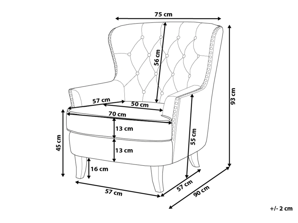 Fauteuil Style Chesterfield En Tissu Bleu Marine VIBORG II 3 Fauteuil Style Chesterfield En Tissu Bleu Marine VIBORG II – Image 3
