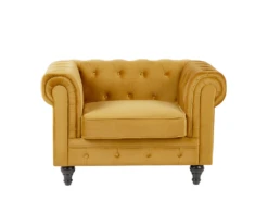 Fauteuil En Velours Jaune Moutarde CHESTERFIELD -Fauteuil Boutique fauteuil 16685587