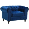Fauteuil En Velours Bleu Cobalt CHESTERFIELD