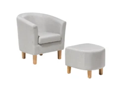 Fauteuil Club En Tissu Gris HOLDEN