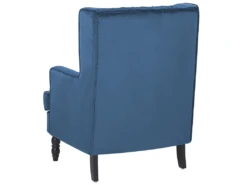 Fauteuil Bergère En Velours Bleu Avec Repose-pieds Assorti SANDSET -Fauteuil Boutique fauteuil 16686661