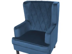 Fauteuil Bergère En Velours Bleu Avec Repose-pieds Assorti SANDSET -Fauteuil Boutique fauteuil 16686663