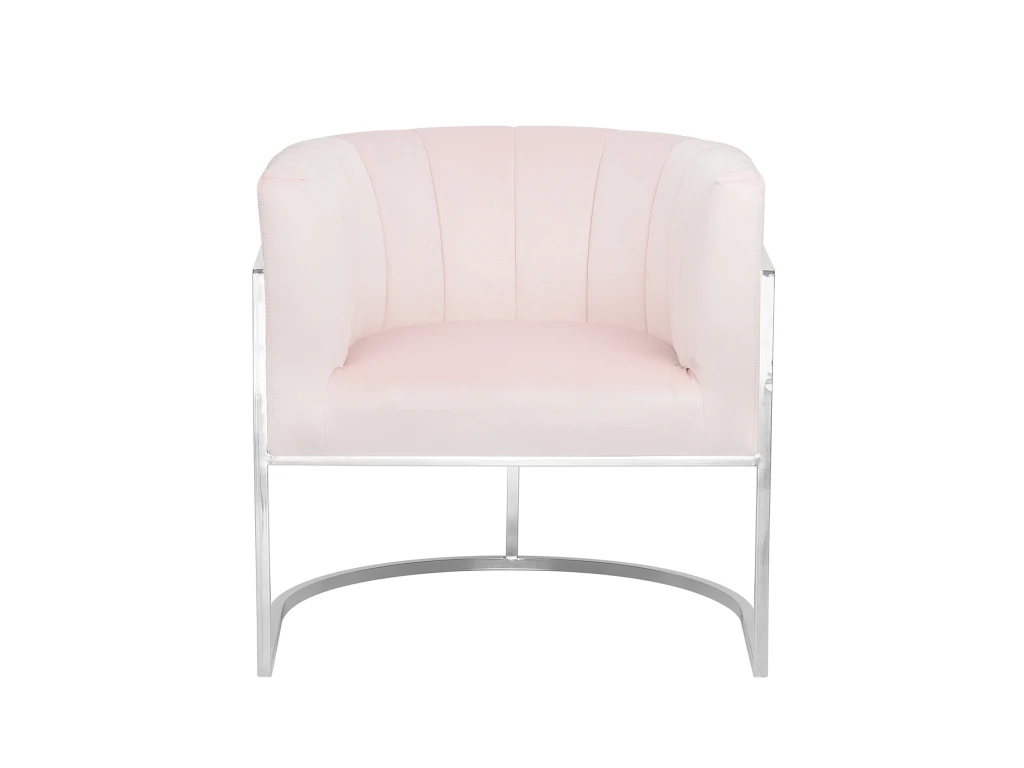 Fauteuil En Velours Rose Pâle LARVIK 4 Fauteuil En Velours Rose Pâle LARVIK – Image 4