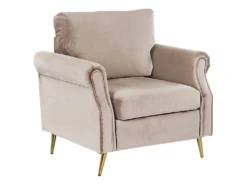 Fauteuil En Velours Taupe VIETAS