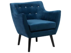 Fauteuil En Velours Bleu Marine DRAMMEN