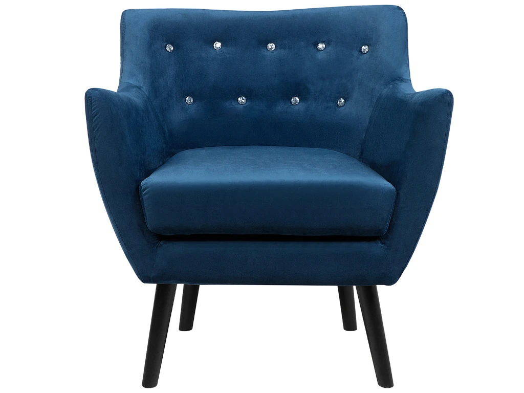 Fauteuil En Velours Bleu Marine DRAMMEN 4 Fauteuil En Velours Bleu Marine DRAMMEN – Image 4