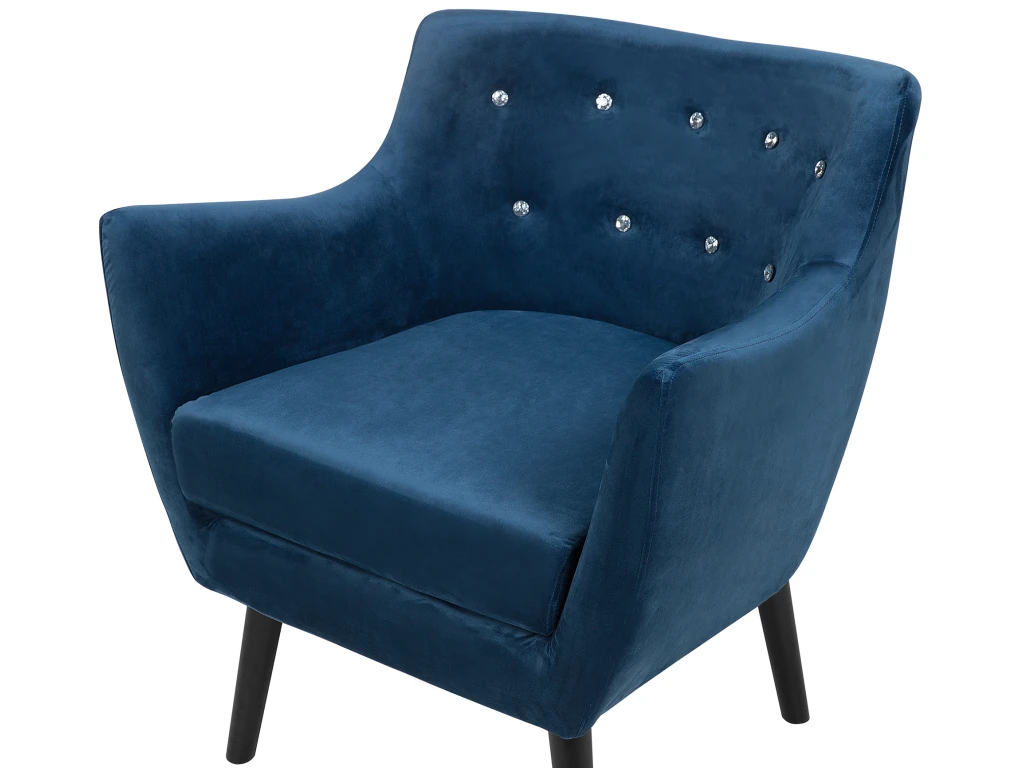 Fauteuil En Velours Bleu Marine DRAMMEN 7 Fauteuil En Velours Bleu Marine DRAMMEN – Image 7