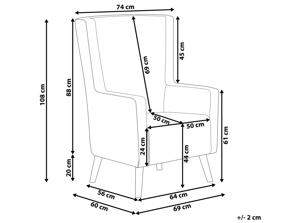 Fauteuil Bergère Violet ONEIDA 3 Fauteuil Bergère Violet ONEIDA – Image 3