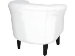 Fauteuil Chesterfield Avec Repose Pied En Synthétique Avec éléments Décoratifs En Cuivre Chaise Cabriolet Tabouret Pouf Meuble De Salon Blanc 01_0000101 -Fauteuil Boutique fauteuil 17553675