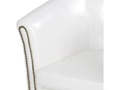 Fauteuil Chesterfield Avec Repose Pied En Synthétique Avec éléments Décoratifs En Cuivre Chaise Cabriolet Tabouret Pouf Meuble De Salon Blanc 01_0000101 -Fauteuil Boutique fauteuil 17553677