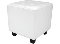 Fauteuil Chesterfield Avec Repose Pied En Synthétique Avec éléments Décoratifs En Cuivre Chaise Cabriolet Tabouret Pouf Meuble De Salon Blanc 01_0000101 -Fauteuil Boutique fauteuil 17553679