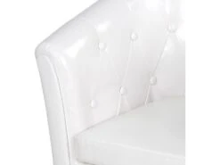 Fauteuil Chesterfield Avec Repose Pied En Synthétique Avec éléments Décoratifs Touffetés Chaise Cabriolet Tabouret Pouf Meuble De Salon Blanc 01_0000109 -Fauteuil Boutique fauteuil 17553695