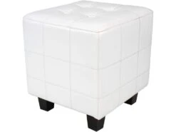 Fauteuil Chesterfield Avec Repose Pied En Synthétique Avec éléments Décoratifs Touffetés Chaise Cabriolet Tabouret Pouf Meuble De Salon Blanc 01_0000109 -Fauteuil Boutique fauteuil 17553697