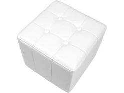 Fauteuil Chesterfield Avec Repose Pied En Synthétique Avec éléments Décoratifs Touffetés Chaise Cabriolet Tabouret Pouf Meuble De Salon Blanc 01_0000109 -Fauteuil Boutique fauteuil 17553699