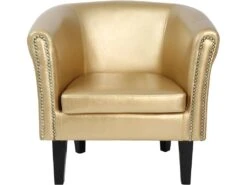 Fauteuil Chesterfield Avec Repose Pied En Synthétique Avec éléments Décoratifs En Cuivre Couleur Au Choix Chaise Cabriolet Tabouret Pouf Meuble De Salon Doré 01_0000100 -Fauteuil Boutique fauteuil 17553705
