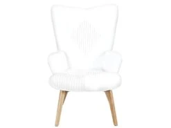 ROHAN - Fauteuil Imitation Laine Motif Patchwork Blanc -Fauteuil Boutique fauteuil 17589359