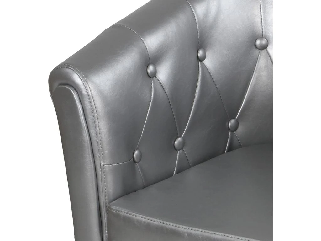 Fauteuil Chesterfield Avec Repose Pied En Synthétique Avec éléments Décoratifs Touffetés Chaise Cabriolet Tabouret Pouf Meuble De Salon Argenté 01_0000108 3 Fauteuil Chesterfield Avec Repose Pied En Synthétique Avec éléments Décoratifs Touffetés Chaise Cabriolet Tabouret Pouf Meuble De Salon Argenté 01_0000108 – Image 3