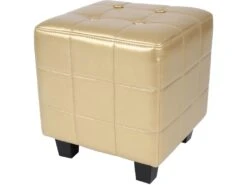 Fauteuil Chesterfield Avec Repose Pied En Synthétique Avec éléments Décoratifs Touffetés Chaise Cabriolet Tabouret Pouf Meuble De Salon Doré 01_0000107 -Fauteuil Boutique fauteuil 17615235