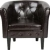 Fauteuil Chesterfield Avec Repose Pied En Synthétique Avec éléments Décoratifs Touffetés Chaise Cabriolet Tabouret Pouf Meuble De Salon Marron 01_0000106