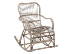 Rocking Chair Rotin Grisé - RICKY