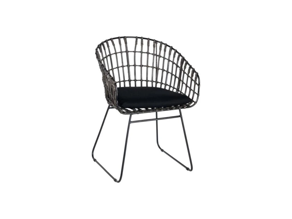 Fauteuil Rotin Gris/Métal - CARAMELO 1 Fauteuil Rotin Gris/Métal - CARAMELO