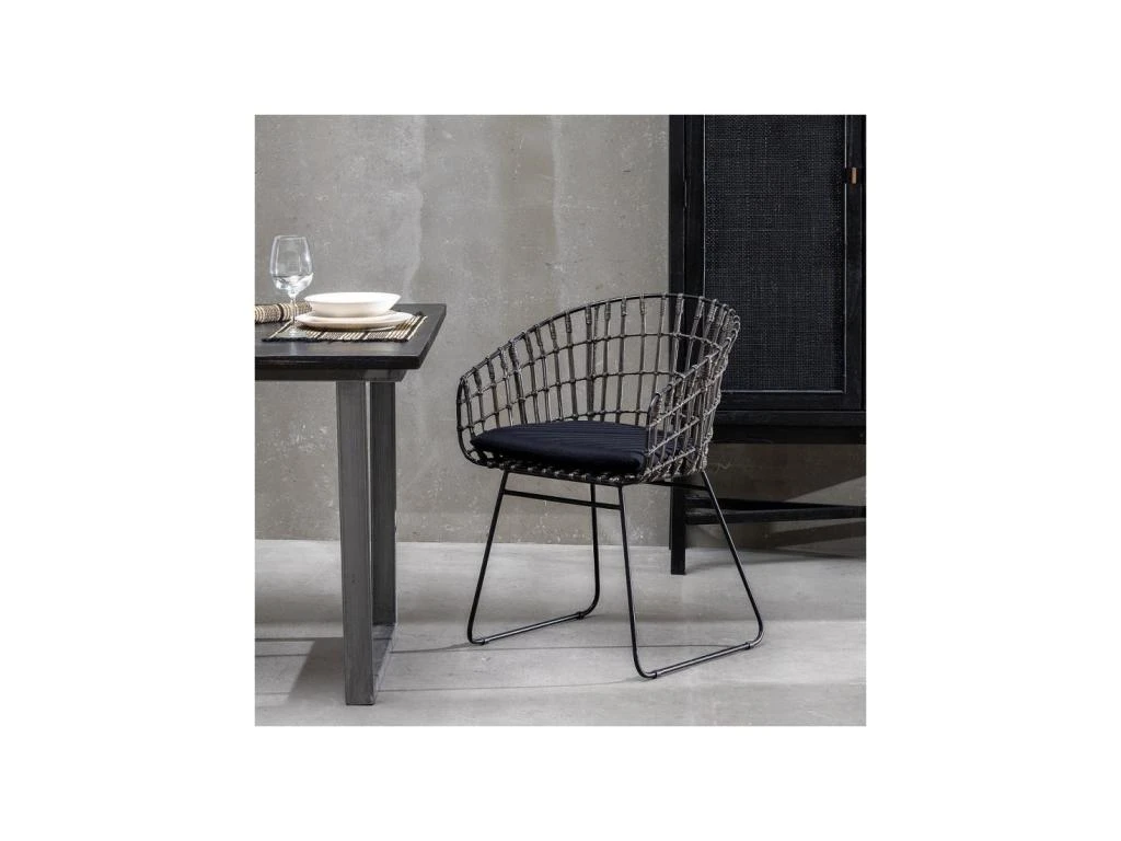 Fauteuil Rotin Gris/Métal - CARAMELO 2 Fauteuil Rotin Gris/Métal - CARAMELO – Image 2