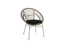 Fauteuil Arrondi Rotin Gris/Métal - MAÏNA