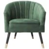 Fauteuil En Velours Pieds En Bois Bicolores Royal Vert Foncé