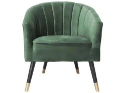 Fauteuil En Velours Pieds En Bois Bicolores Royal Vert Foncé