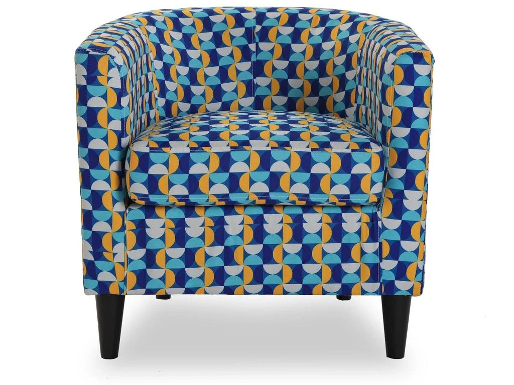 Fauteuil Pour Salon Klee, 62 X 60 X 60 Cm, Coton Et Bois, Bleu, Jaune Et Blanc 3 Fauteuil Pour Salon Klee, 62 X 60 X 60 Cm, Coton Et Bois, Bleu, Jaune Et Blanc – Image 3
