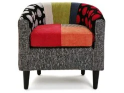 Fauteuil Pour Salon Philippe, 62 X 62 X 60 Cm, Coton Et Bois, Rouge, Gris Et Bleu -Fauteuil Boutique fauteuil 18048283