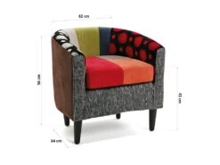 Fauteuil Pour Salon Philippe, 62 X 62 X 60 Cm, Coton Et Bois, Rouge, Gris Et Bleu -Fauteuil Boutique fauteuil 18048287