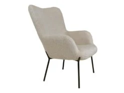 FINTRY - Fauteuil Imitation Laine Greige Et Piétement Acier Noir 8 FINTRY - Fauteuil Imitation Laine Greige Et Piétement Acier Noir -Fauteuil Boutique fauteuil 18184993