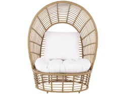 Fauteuil Cocon En Rotin Clair Et Coussin Beige LIDO -Fauteuil Boutique fauteuil 18447613